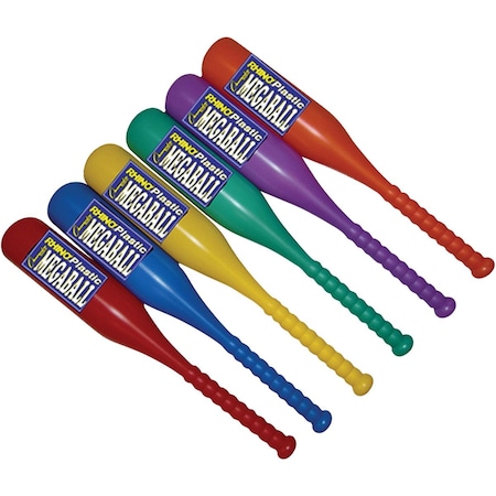 Champion Sports 27 L in. Sports Rhino Plastic Megaball Bat Set, Assorted - Pack of 6 1506813